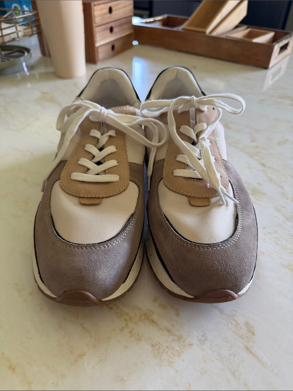 Madewell Two-Tone Beige, White and Taupe Men's Sneakers